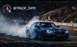 Blue M4 drifting on track