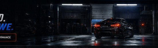 Garage at night with M5 under the door lights